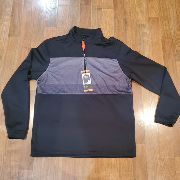 Pebble Beach Dry-Luxe Black Gray Quarter Zip Pullover Size M NWT - Picture 1 of 5